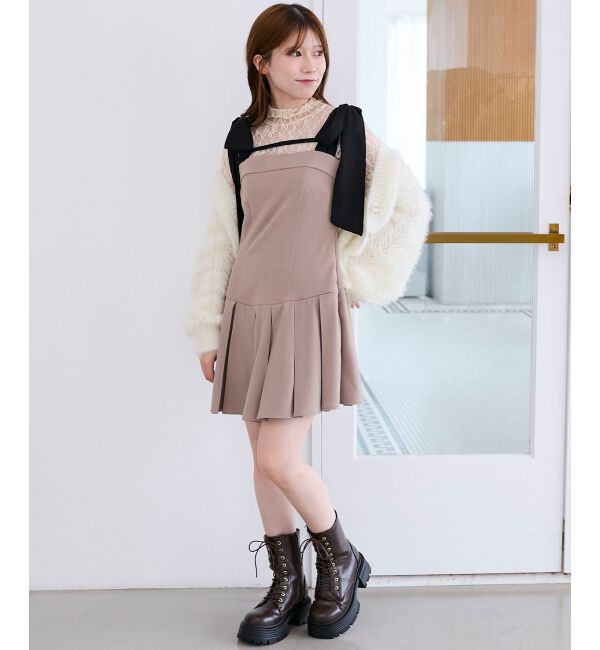  「ショルダーリボンミニワンピース」|ワンピース|