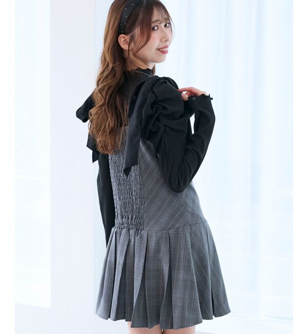  「ショルダーリボンミニワンピース」|ワンピース|