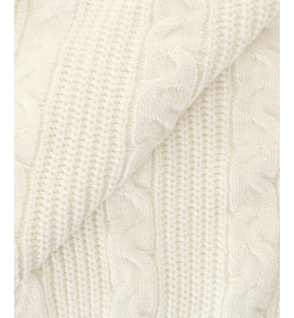  「ポンポン付きフードケーブルニット」|ニット・セーター|