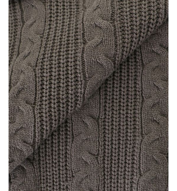  「ポンポン付きフードケーブルニット」|ニット・セーター|