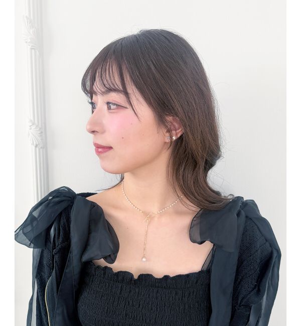  「パール&times;リボンネックレス」|ネックレス|