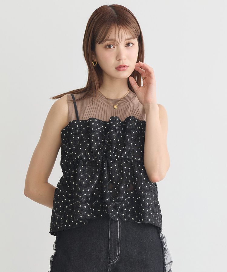 earth music&ecology「キラキラフラワー刺繍ビスチェ」|ベスト・ジレ|