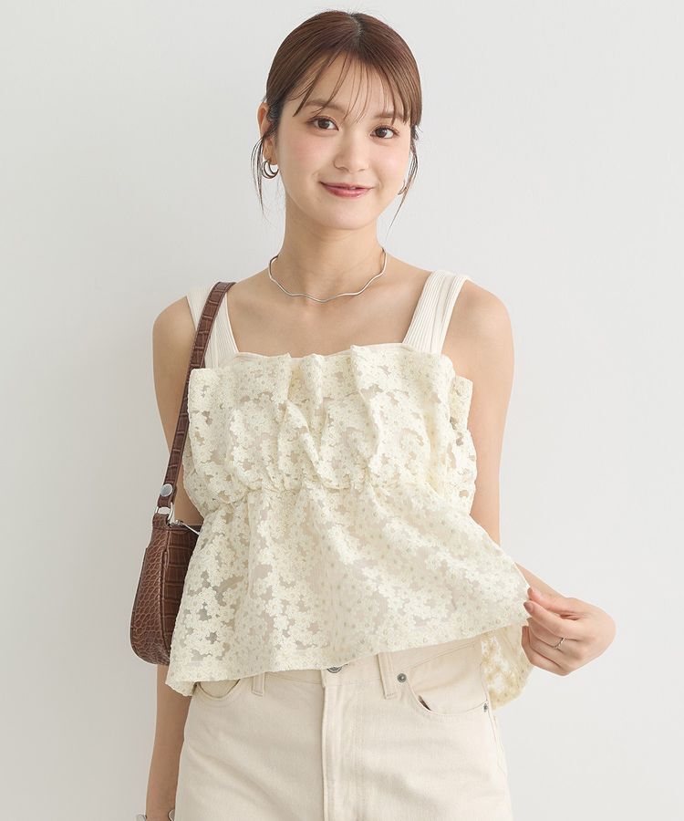 earth music&ecology「キラキラフラワー刺繍ビスチェ」|ベスト・ジレ|