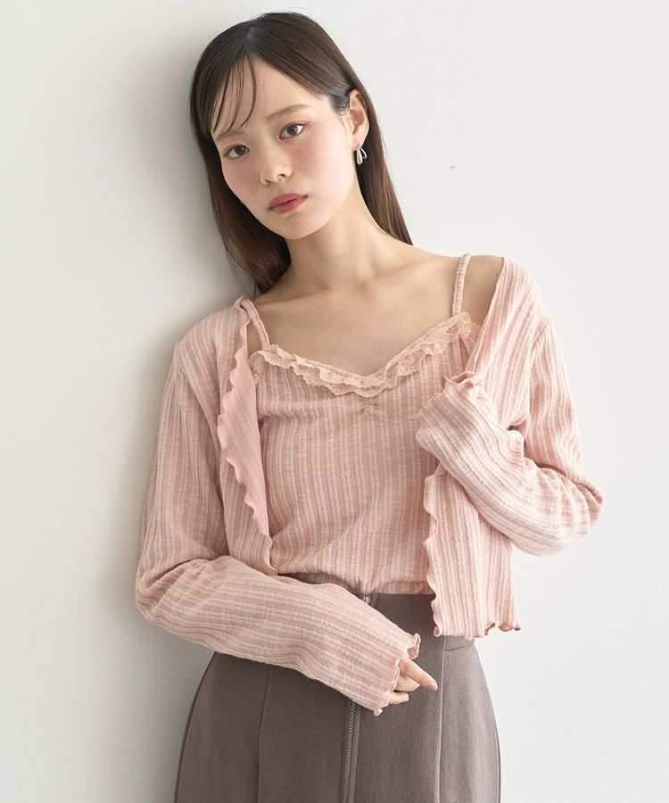 earth music&ecology「SET2点メローボレロ＋フリルキャミソール」|カーディガン|