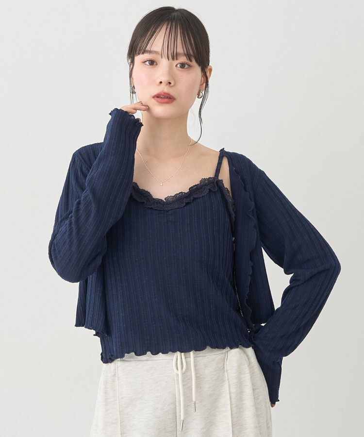 earth music&ecology「SET2点メローボレロ＋フリルキャミソール」|カーディガン|