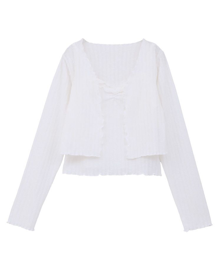 earth music&ecology「SET2点メローボレロ＋フリルキャミソール」|カーディガン|