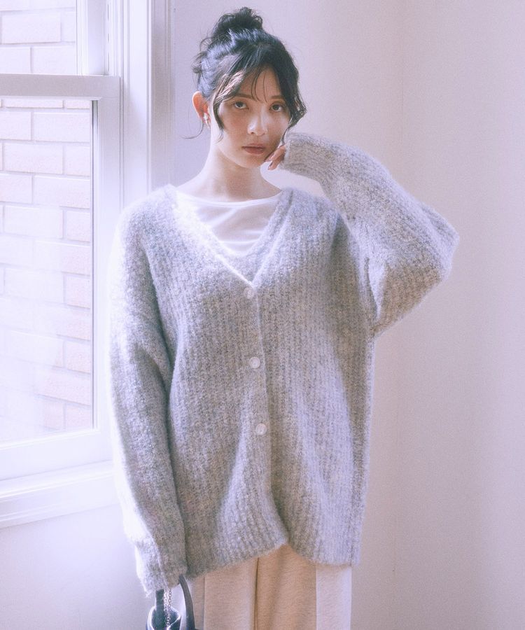 earth music&ecology「MIXカラーブークレカーディガン」|カーディガン|