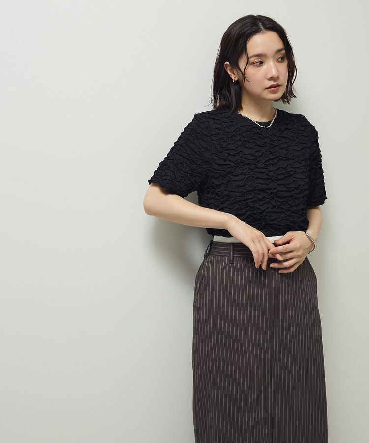 Green Parks「表面感カット5分袖プルオーバー」|Tシャツ・カットソー|