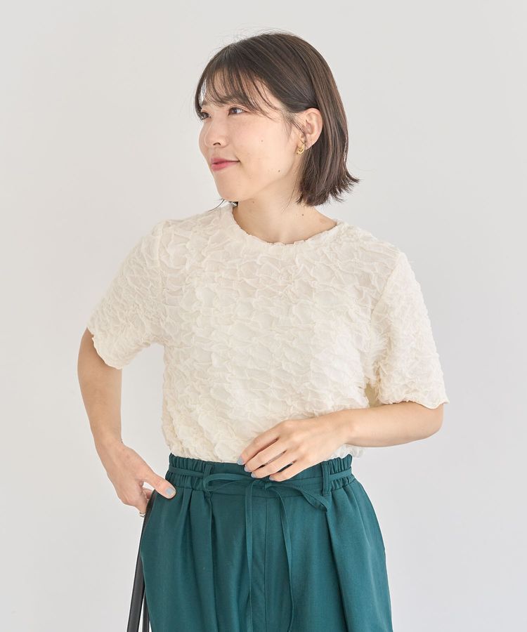 Green Parks「表面感カット5分袖プルオーバー」|Tシャツ・カットソー|