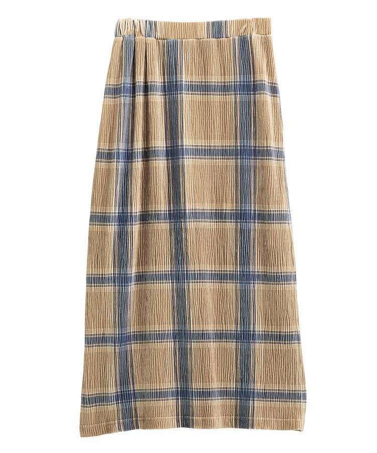 Green Parks「楊柳ベロアチェックIラインスカート」|スカート|