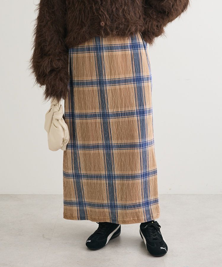 Green Parks「楊柳ベロアチェックIラインスカート」|スカート|