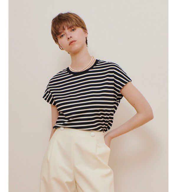 allureville「ワイドボーダープルオーバー」|Tシャツ・カットソー|ブラック系