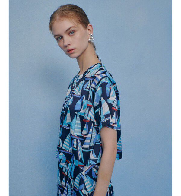 LOULOU WILLOUGHBY「【LOULOU WILLOUGHBY】RATTI マリーナプリント Ｔブラウス」|シャツ・ブラウス|