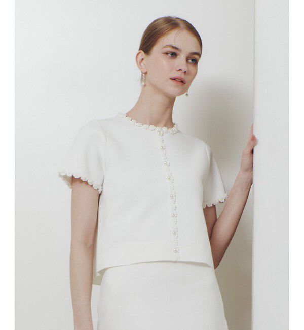 LOULOU WILLOUGHBY「【LOULOU WILLOUGHBY】クロッシェフラワージャケットカーディガン」|カーディガン|