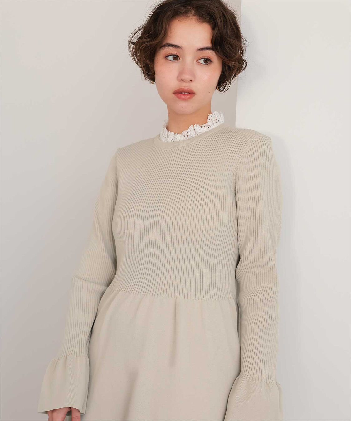 titivate「襟付きボリュームスカートニットワンピース」|ワンピース|