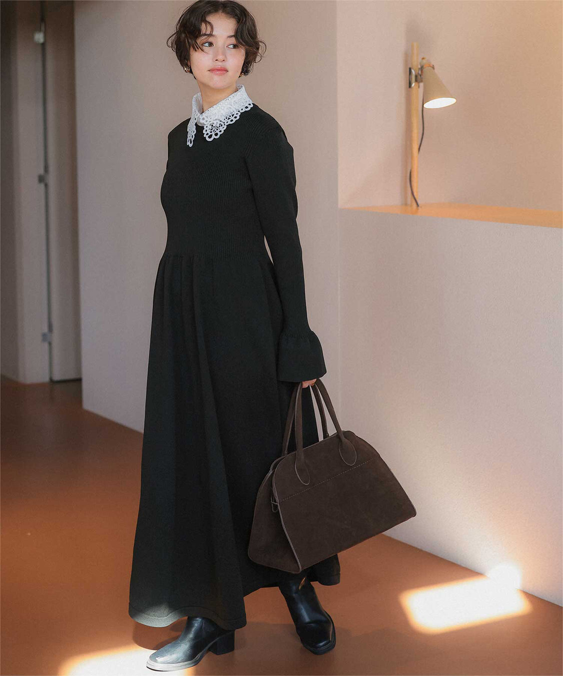 titivate「襟付きボリュームスカートニットワンピース」|ワンピース|