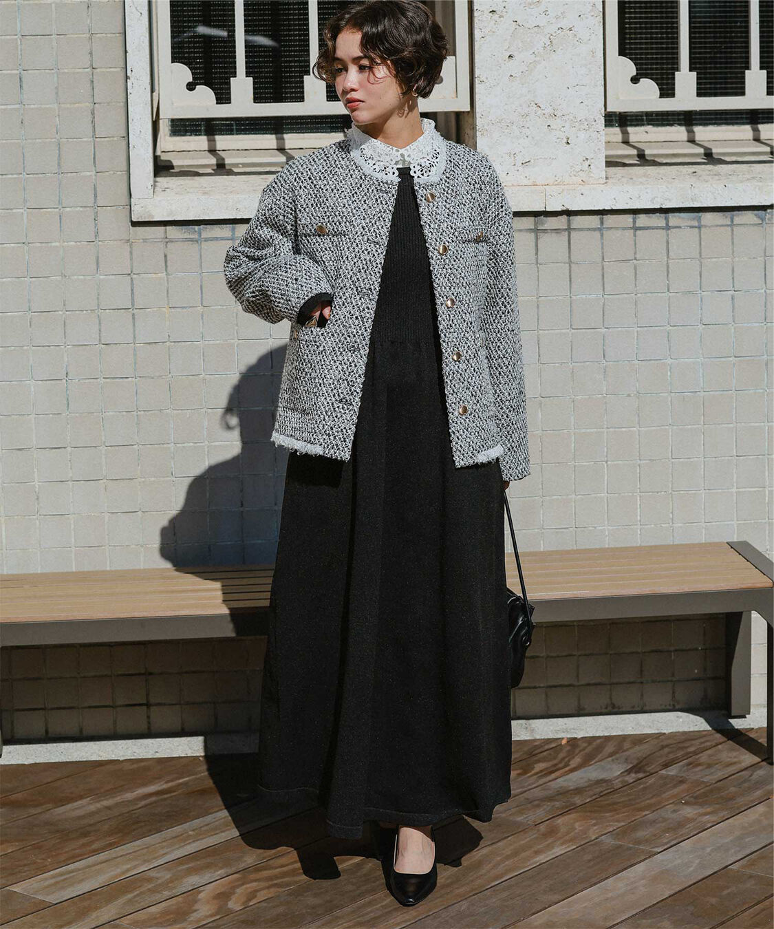 titivate「襟付きボリュームスカートニットワンピース」|ワンピース|