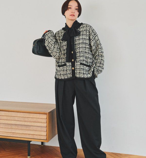  「ツィードライクニットカーディガン」|カーディガン|