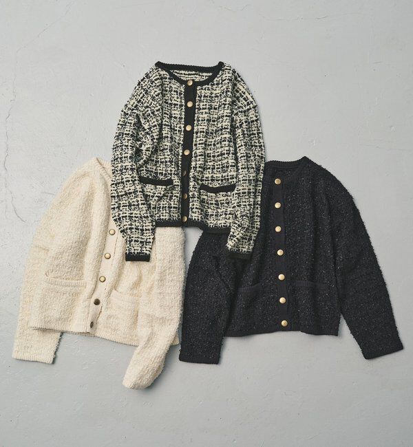  「ツィードライクニットカーディガン」|カーディガン|