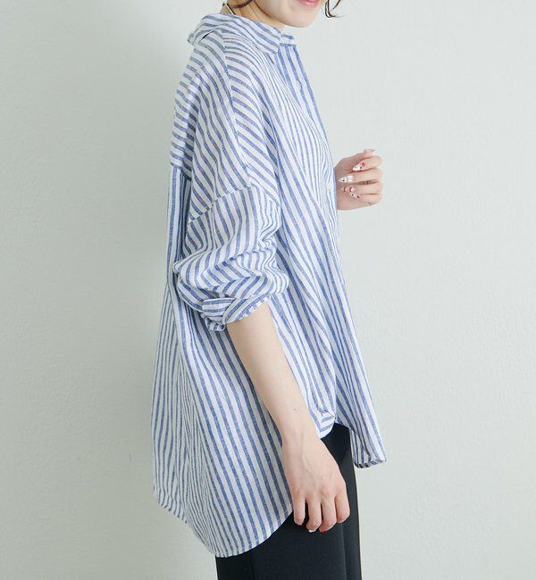  「麻レーヨンストライプシャツ」|シャツ・ブラウス|