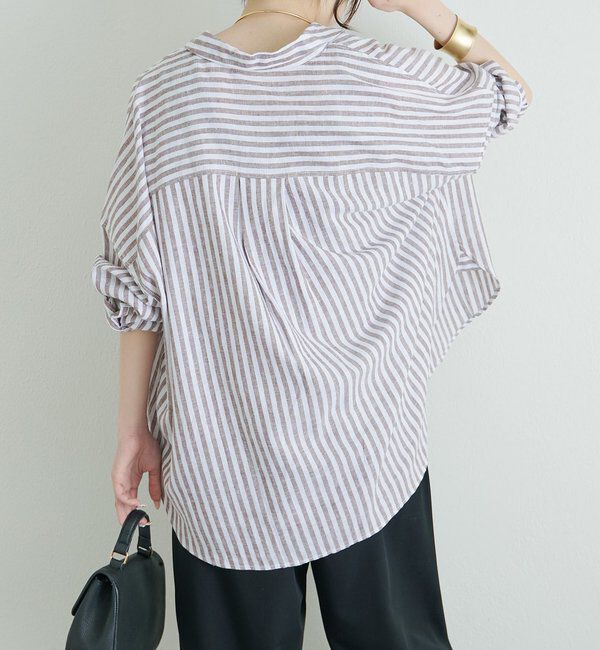  「麻レーヨンストライプシャツ」|シャツ・ブラウス|