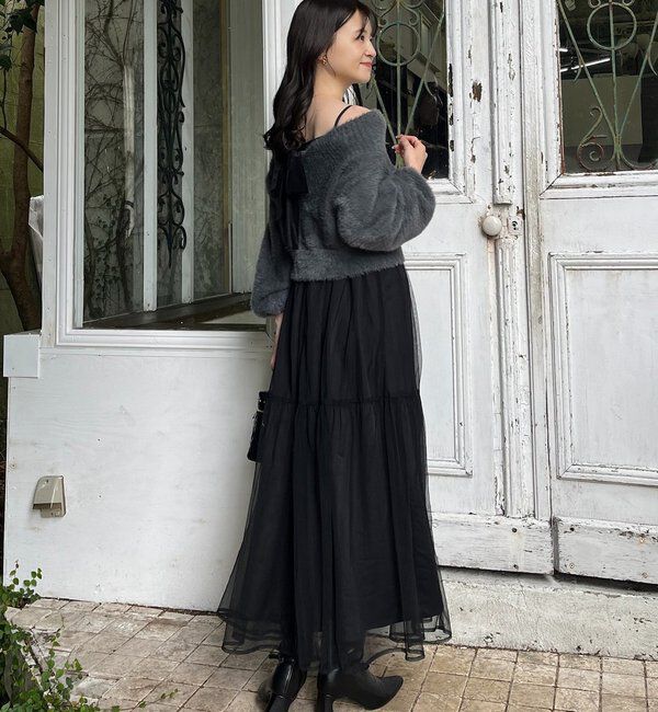  「後ろリボン2wayニットSETワンピ」|ワンピース|