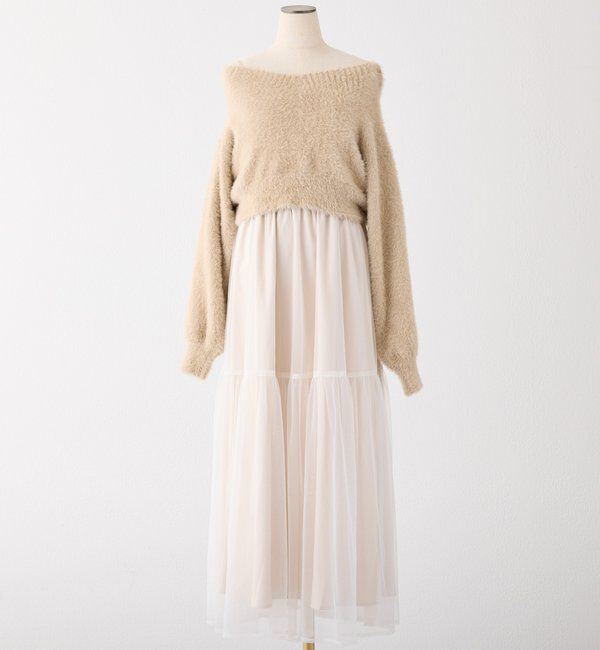  「後ろリボン2wayニットSETワンピ」|ワンピース|