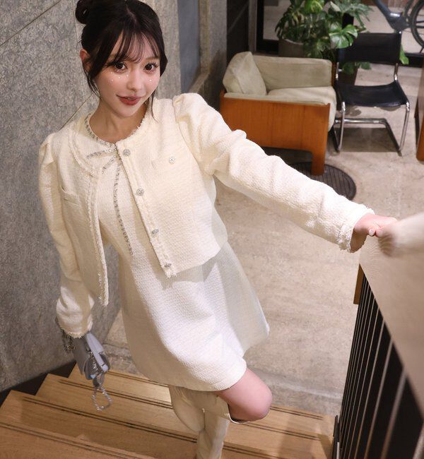  「ビジューリボンミニワンピ」|ワンピース|