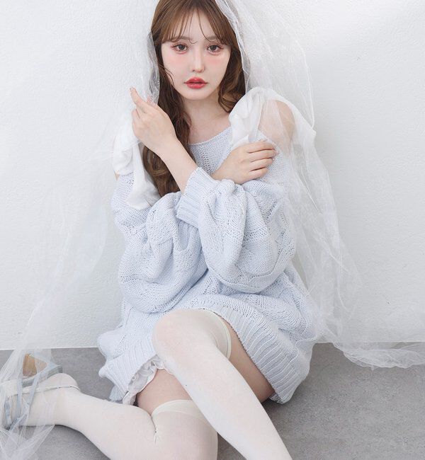  「ミルキーパレットニットミニワンピ／肩リボン取り外し可」|ワンピース|