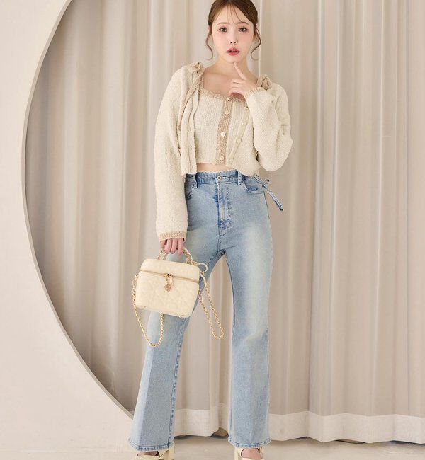  「【セットアップ可能】金ボタン配色カーディガン」|ニット・セーター|