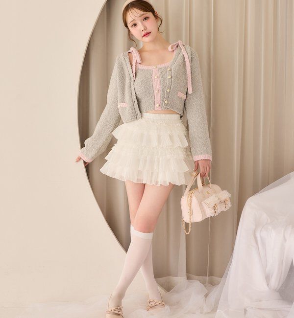  「【セットアップ可能】金ボタン配色カーディガン」|ニット・セーター|