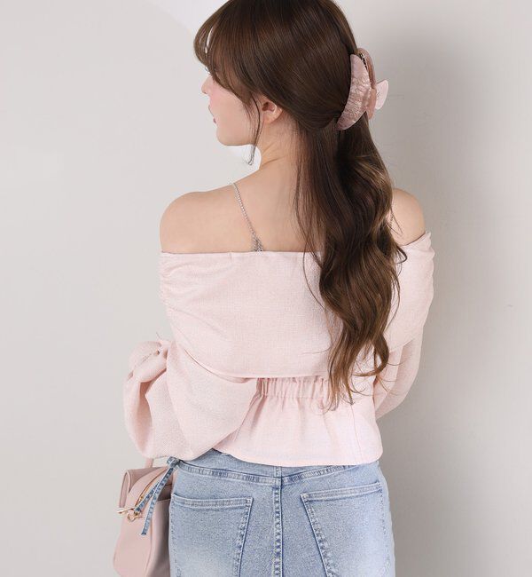  「肩ビジューリボンオフショルブラウス」|シャツ・ブラウス|