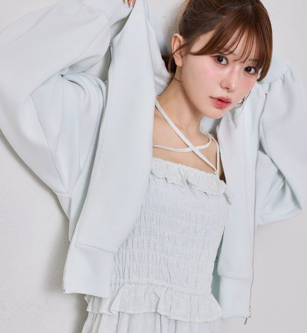  「【SMサイズ展開あり】肩リボンシャーリングキャミワンピ」|ワンピース|