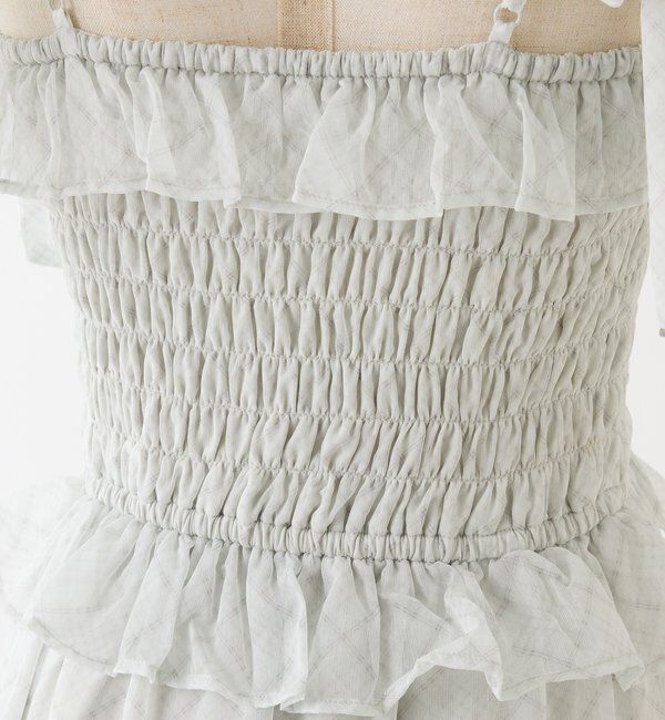  「【SMサイズ展開あり】肩リボンシャーリングキャミワンピ」|ワンピース|