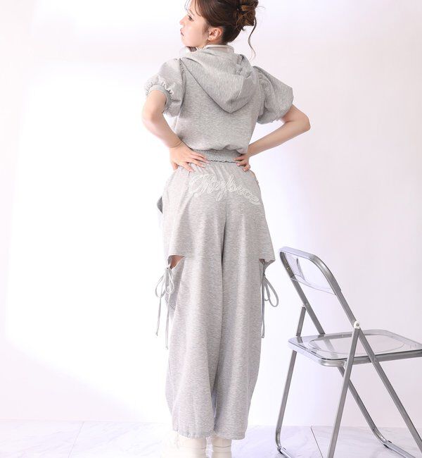  「【セットアップ可能】バックロゴ刺繍サイドカットラメスウェットパンツ」|その他|