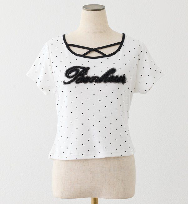  「ホルターネック付きチュールロゴＴシャツ」|プルオーバー|