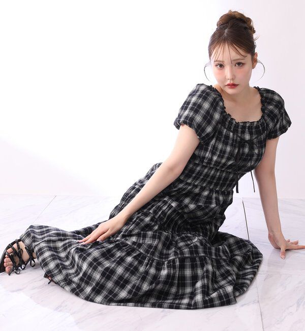  「【XSサイズあり】ウエストシャーリングリボンロングワンピース」|ワンピース|