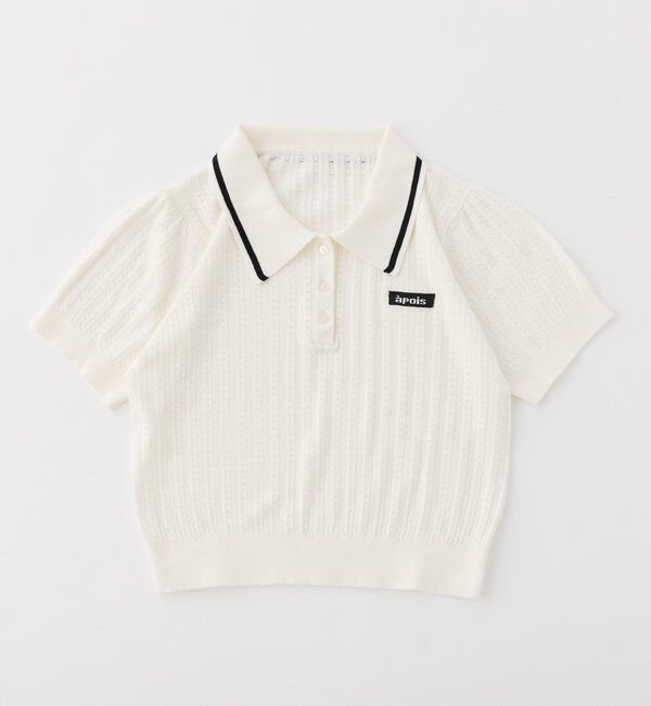  「アイレット配色襟ポロシャツ」|ニット・セーター|オフホワイト