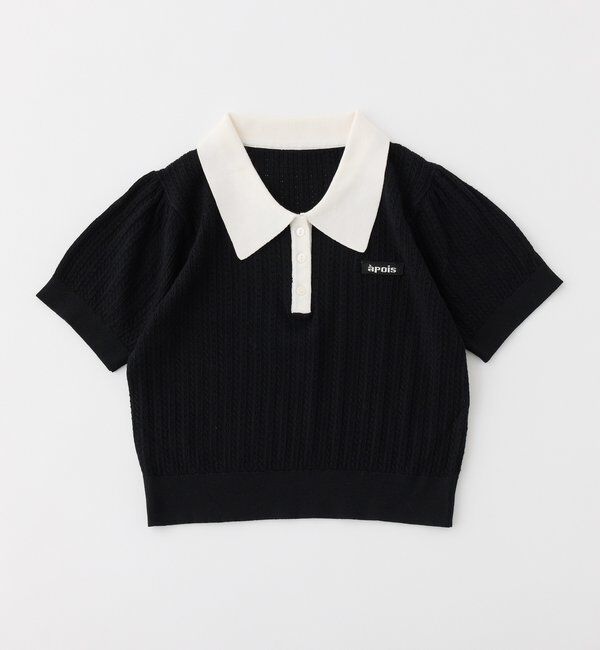  「アイレット配色襟ポロシャツ」|ニット・セーター|