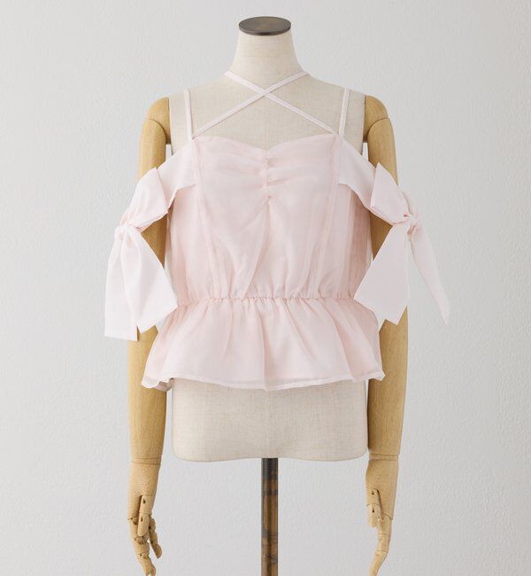  「サイドリボンオフショルブラウス」|シャツ・ブラウス|ピンク