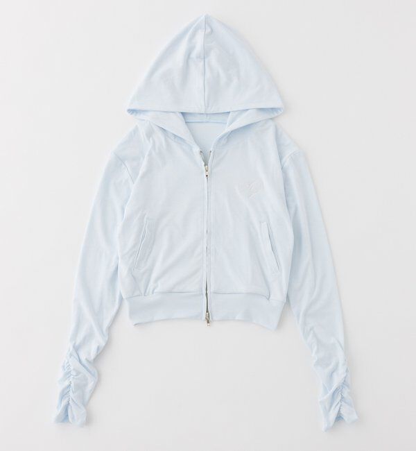  「【UVカット】ロゴ刺繍パーカー」|プルオーバー|サックスブルー