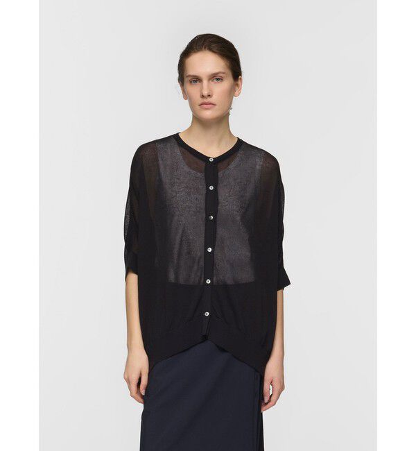 mizuiro ind「mizuiro ind ハイガーゼワイドカーディガン」|カーディガン|ブラック