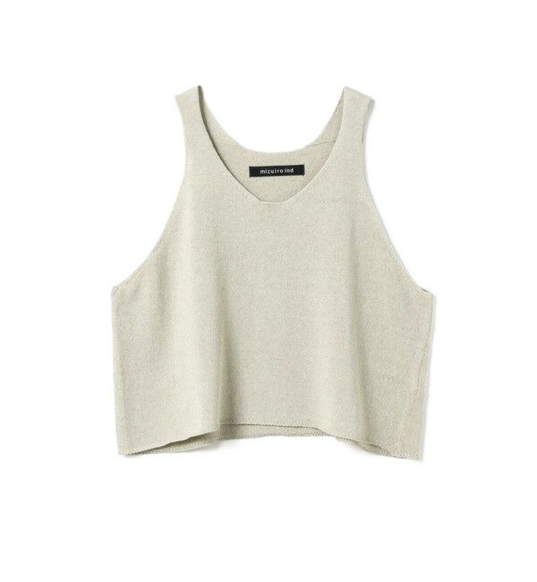 mizuiro ind「mizuiro ind Uネックショートベスト」|ベスト・ジレ|ベージュ
