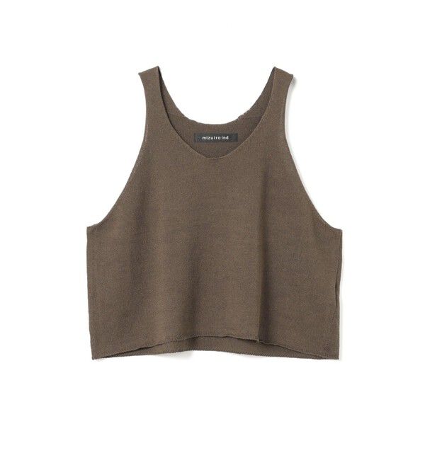 mizuiro ind「mizuiro ind Uネックショートベスト」|ベスト・ジレ|ブラウン