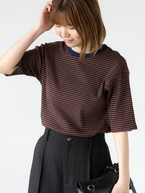 Lugnoncure「配色リブボーダートップス」|その他|ブラウン