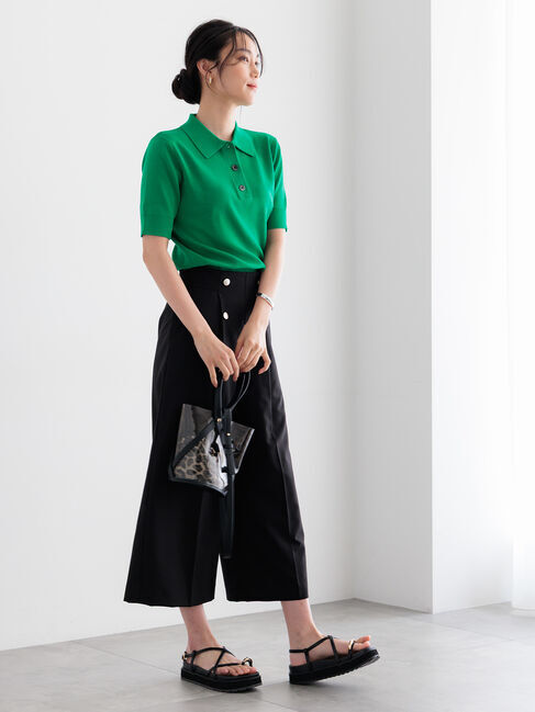 Te chichi「【調温】ハーフスリーブニットポロ」|ニット・セーター|