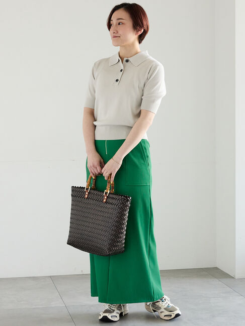 Te chichi「【調温】ハーフスリーブニットポロ」|ニット・セーター|