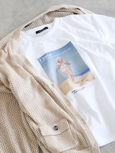 Te chichi「マリリンモンロービーチフォトTシャツ」|Tシャツ・カットソー|オフホワイト