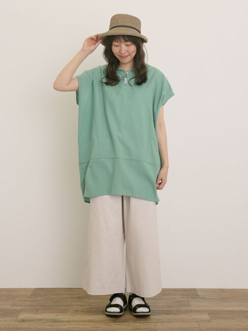 Samansa Mos2「【クールコットン】柄アソートフレンチスリーブチュニック」|シャツ・ブラウス|