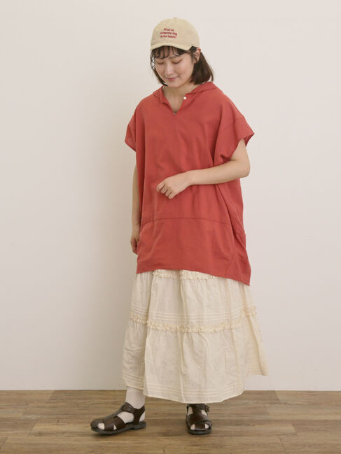 Samansa Mos2「【クールコットン】柄アソートフレンチスリーブチュニック」|シャツ・ブラウス|